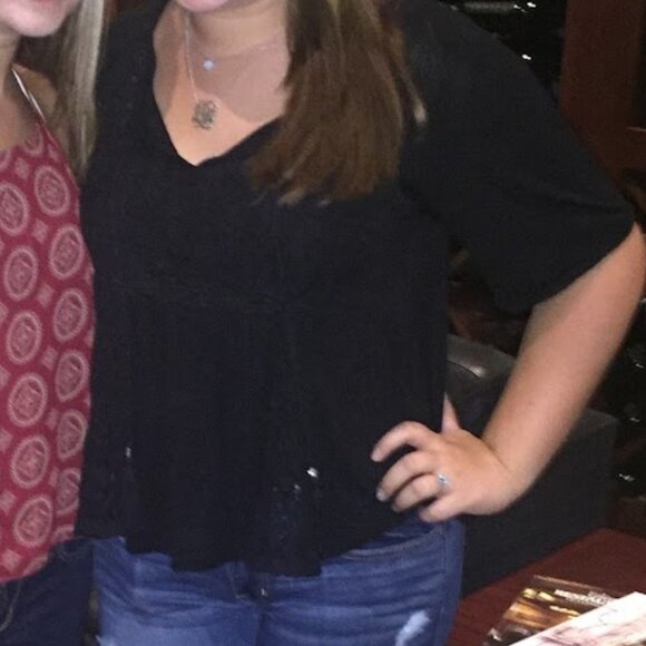 🩷 black lace and tassel peasant short sleeve blouse - Picture 6 of 6